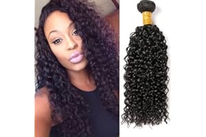 MUABY Kinky Curly Bundles Human Hair Pelo Natural Humano Rizado Pelo Rizado Natural Cabello Humano Ondulado Brazilian Virgin Hair Curly Bundles Color Negro Nnatural 100g 20 Pulgadas