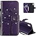 Produktbild COTDINFOR iPhone X Hülle für Mädchen Elegant Retro Premium PU Lederhülle Handy Tasche mit Magnet Standfunktion Schutz Etui für iPhone X/iPhone 10 Purple Wishing Tree with Diamond KT.