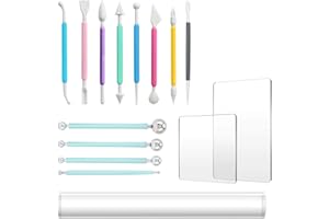 Jenrisben 15 PCS Clay Tools Sculpting, Clay Sculpting Tools, Polymer Clay Tools, Pottery Tools, Pottery Carving Tools for Pottery Clay Modeling Embossing Ceramic Shaping Nail Art DIY