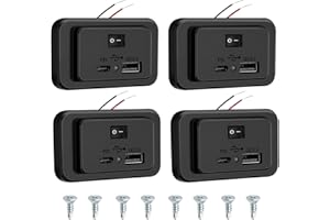 Hoembpn 4,8A Dual USB Auto Ladegerät Steckdose mit Schalter und LED, 12V/24V PD und QC3.0 USB Ladebuchse Panel für Wohnmobil SUV LKW Marine(4 Stück)