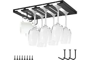 Giyiprpi Supporto per bicchieri da vino, in metallo, per bicchieri da vino, 4 slot sotto l'armadio, per cucina, bar, ristorante (4 slot 1)