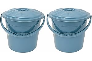 BEST HOUSE ANOTHER FINE PRODUCT Best House | Plastic Bucket with Lid Handle | 10 Litres | BLUE | 2 Pcs | Household Bucket | Storage Buckets Bin Container, Multipurpose Use for Home, Garden and Workshops (Pack of 2)