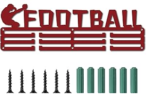 CREATCABIN Porte-Médaille Sport Football Médailles Affichage Support Mural Cintre Porte-Médailles Accueil Badge 3 Rung Médaillé Courir Joueur Football Gymnastique Plus 60 Médailles Olympiques, Rouge