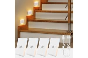 DINOHO Luce Notturna Sensore di Movimento, 3 Modalità AUTO ON/OFF Lampada LED Ricaricabile, Luci Batteria Dimmerabile Bianco Caldo/Naturale/Freddo, Lucina Notte Bambini per Armadi, Scale, Corridoio, 4 Pezzi
