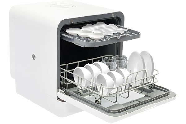 MEELRYD Mini diskmaskin för 6 tak, 1100 W bordsdiskmaskin, liten diskmaskin, touchkontroll, extra torkfunktion, för hem, sovsal och husbilar