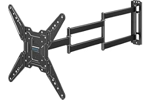 BONTEC Support Mural TV Orientable et Inclinable, Bras Articulé 26-65 Pouces, Charge 35 kg, Extension 95 cm, VESA 400x400, Fixation Murale Solide pour Écran Plat ou Incurvé, Idéal pour Salon, Bureau