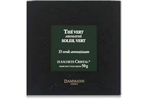 Pasticceria Passerini dal 1919 Dammann Soleil Vert - Thé Vert aromatisé à l'huile Essentielle d'orange, 25 sachets Cristal - Dammann Frères