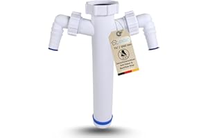 DL-pro Tubo d’immersione DN40 (1 1/2" G6/4), 265 mm, 2 attacchi orientabili per apparecchi, anti-odore e anti-riflusso – per lavatrice e lavastoviglie