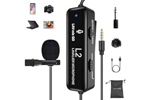 FULAIM Micro Cravate Professionnel avec Réduction du Bruit pour iPhone/Appareil Photo/PC/Android/Caméscope, Micro à Condensateur Omnidirectionnel pour Vlogging, Interview, Youtube, Podcast