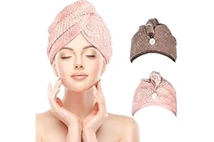 iwobi Lot de 2 Cheveux Serviette Microfibre pour Un Séchage Rapide des Cheveux