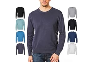 Castle Point Maglione Pullover Maglione da Uomo 100% Cotone, Girocollo/Scollo a V