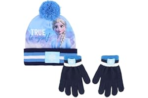 DISNEY FROZEN Frozen II 222474 Conjunto Gorro y Guantes, Azul, One Size Unisex Kids
