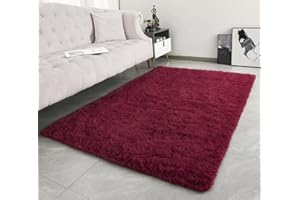 linyingdian Tappeti di Zona Moderna Ultra Morbida Soffici tappeti Soggiorno Adatto per Bambini Camera da Letto Home Decor Nursery Tappeti (vino rosso, 120x160cm)