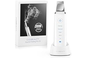 COSBEAUTY Pulizia Viso Ultrasuoni Skin Scrubber Professionale, EMS Aspira Punti Neri Rimozione Detergente Pori Estrattore Comedo con 4 Modalità, Impermeabile IPX6, Ricaricabile Senza Fili (Bianco)