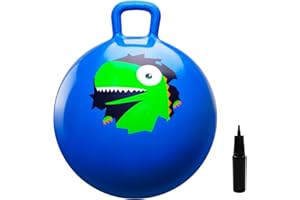 Vastoy Space Hopper Balls for Kids - 20 Inch Anti-Slip Dinosaur Space Hopper with Hand Pump, Bouncy Inflatable Ride On Toy for Indoor Outdoor Fun, Gift for Children 6-9 Years (Blue Dinosaur)