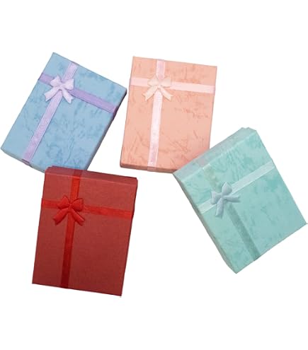 ZIRKONIA Scatola Regalo Gioielli – Diverse Misure – Organizzatore Scatola Regalo per Orecchini, Bracciale, Collana, Colori Rosso e Nero con Glitter ( Ciondolo/Braccialetto, 6 Scatole