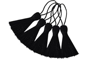 HETUYON Handmade Bookmark Tassel DIY Craft: 20pcs Mini Silky Chinese Knot Pendant with Cord Loop for Jewelry Earrings, Garland, Graduation, Party, Keyring and Small Home Hanging Decoration (Black)