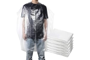 JIAHG Disposable Hairdressing Gown Capes, 100 Pieces, Clear