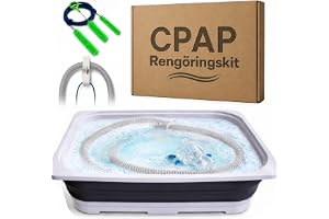 AVEEN CPAP & BiPAP rengöringsset, CPAP slangrengöringsborste med vikbar tvättskål och slangtorkkrok, tillbehör för CPAP-slangar och masker