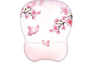 EooCoo Mouse Pad with Memory Foam Wrist Support, 4mm Mouse Mat with Non-Slip Rubber Base, Colorful Butterfly