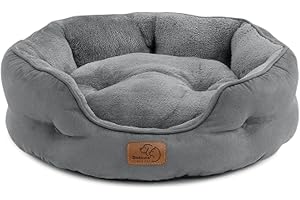 BEDSURE Katzenbett waschbar Katzen Bettchen - 51x48x15cm Katzenkorb mit Zweiseitig Innenkissen Katzenschlafplatz für Katzen oder kleine Hunde,Grau