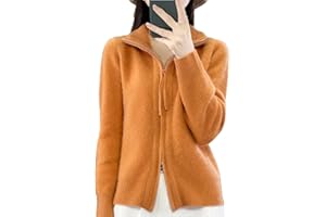 ALLOAONE Cardigan da Donna con Colletto alla Coreana in Lana con Cerniera, Maglione A Maniche Lunghe in Cashmere Lavorato A Maglia