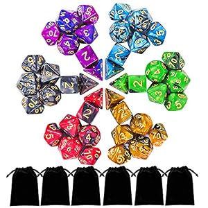 iFergoo 6 x 7 (42 Piezas) Dados poliédricos, Dos Colores Polyhhedral Dados de Juego para Mazmorras y Dragones DND RPG MTG D20 D12 D10 D8 D6 D4 Juego de Mesa