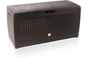 rg-vertrieb Garden Box Storage Box 310L Wicker Look Chest Box Garden Chest Boarde Cushion Box Garden Box (Brown)