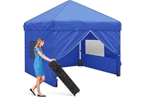 MELODYBLUE Gazebo, Pop Up Gazebo 2.5x2.5 with Coated Thincken Steel Frame, Party Tent Waterproof, 50+UV Protection, Included Roller Bag for Party, Camping, Outdoor Activities - Blue