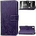 Produktbild Roreikes Schutzhülle für Sony Xperia Z3+ / Z3 Plus / Z4Leder Wallet Tasche Brieftasche Schutzhülle, Malerei Blume Schmetterling Muster PU Lederhülle Flip Hülle im Bookstyle Cover Schale Stand Ständer Etui Karten Slot Schutzhülle Tasche Wallet Case für Sony Xperia Z3+ / Z3 Plus / Z4 - Lila