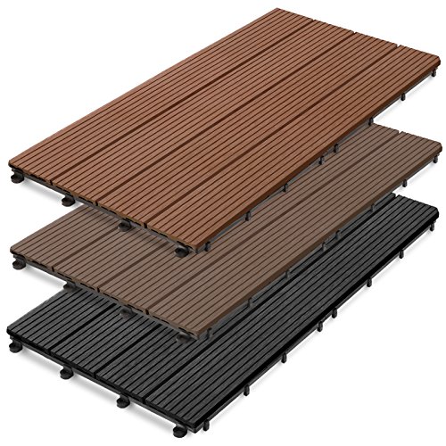 WPC Terrassenfliesen Prestige | Terrassendielen 60×30 cm | Klick Fliese in Holz Optik | einzeln oder im Set | anthrazit (11 Stück / 2 m²) - 4