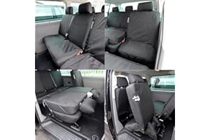 UK Custom Covers SC212B-SC213B Tailored Heavy Duty Waterproof 2nd Row Seat Covers (Single/Double) Black - To Fit VW Transporter T5/T5.1 Kombi 2003-2015