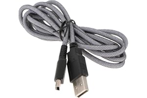CHILDMORY Silver Grid 5Ft 1.5m USB Charging Cable Power Charger Cord Lead Wire Adapter for DSi NDSi DSI XL 2DS 3DS N3DS XL