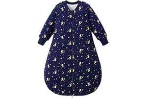 Duomiaomiao Winter Baby Sleeping Bag 3.5 tog, 100% Cotton Newborn Warm Sleep Sack with Removable Sleeves Baby Wearable Blanket 6-18 months, Moon