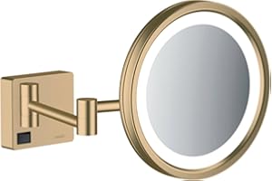 hansgrohe AddStoris 41790140 lusterko kosmetyczne z oświetleniem LED, lusterko do makijażu z 3-krotnym powiększeniem, szczotkowany brąz