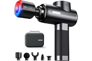 Pistola Massaggio Muscolare con Testa Calda e Fredda, RENPHO Massaggiatore Muscolare Portatile fino a 3200rpm, Pistola Massaggiante Professionale Silenziosa, 5 Testa 5 Velocità, Ricarica di Tipo C