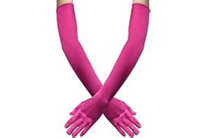 PTJJXA 55 CM Long Fancy Dress Gloves, 7 Colors Satin Elbow Mittens, Stretchy Evening Dancing Party Glove for Women, Ladies Opera Gloves for Prom Wedding Graduation Banquet