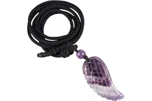 KYEYGWO KYGO Unisex Angel Wings Healing Reiki Crystal Stone Pendant Necklace for Protection with Adjustable Cord 26 Inches