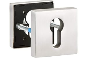 GEDOTEC Accesorios de Protección Puerta Principal Sicherheitsrosette Anguloso Cilindro Schutz-Rosette Acero Inoxidable Mate Pulido - H2011 Pz - Perfil Rosettenpaar para Wohnungseingangstüren 1 Par