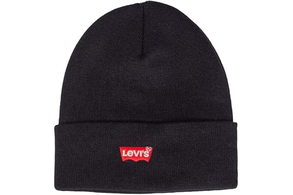 Levi's Red Batwing Embroidered Slouchy Beanie Bonnet Homme