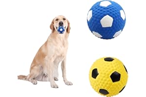 JODSEN 2 Stück Quietschender Hundespielzeug Ball Latex Hunde Quietsch Spielzeug Fußball Kauen Apportierball Hundeball für Katzen Werfen Interaktives Hundespielzeug Zahnreinigung Kauspielzeug für Jagdübung