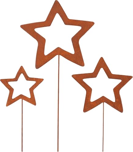 Deko-Stern Für Garten & Blumentopf – Metall-Stecker Mit Rostoptik, Ca. 100 Cm Lang