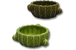 Kelivi Hamster Näpfe Keramik,2 PCS Futternäpfe für Meerschweinchen,wasserdichte Und Anti-Biss Meerschweinchen Näpfe, Nagetier Cactus Futterschüssel(Hellgrün+Dunkelgrün)