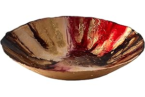 Anton Studio Designs - Decorative Bowl - Large Table Decoration Bowl - Diameter: 40cm - Decorative Glass Bowl for Home Decor - Abstract Red