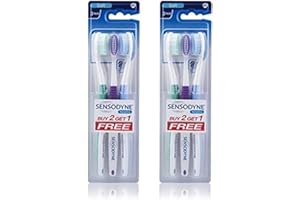 Sensodyne Cepillo de dientes sensible, dientes suaves y sensibles, 3 unidades (paquete de 2)