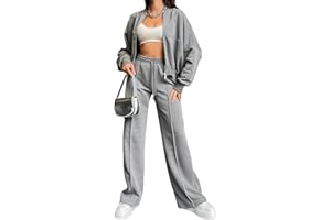 amropi Survêtement Femme Ensemble de Veste à Zippé et Pantalon Jogging