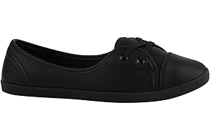 stiefelparadies Sportliche Sneakers Damen Ballerinas Denim Stoff Schnürer Halb Lochung Flats Camouflage Spitze Schuhe 138954 Schwarz Glatt Flandell