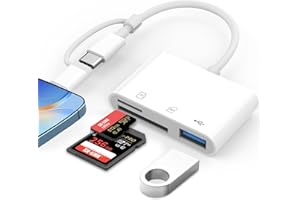 OLIVERIA SD Card Reader for iPhone, Memory Card Reader for iPhone, SD Card Adapter for iPhone, Camera Card Reader with SD and TF Card Slots, Plug and Play (3 IN 2)
