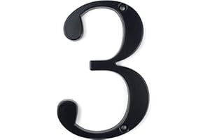 HASWARE House Number Sign 4 inch (10 cm) Modern Door Numbers Signage Plaque Street Home Address Numerals Zinc Alloy (3, Black)