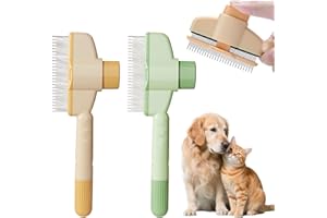 ZOBMIO Pack of 2 Self-Cleaning Pet Brush, Dematting & Massage for Long Hair and Short Hair Cats, Soft Bristles & Ergonomic Handle for Pet Care at Home